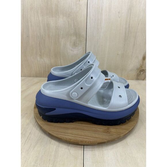 Crocs Mega Crush Matte Grey Blue Chunky Platform Sandals Unisex Womens 11 Mens 9 - Picture 3 of 7
